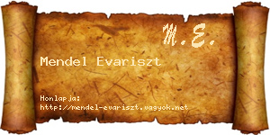 Mendel Evariszt névjegykártya